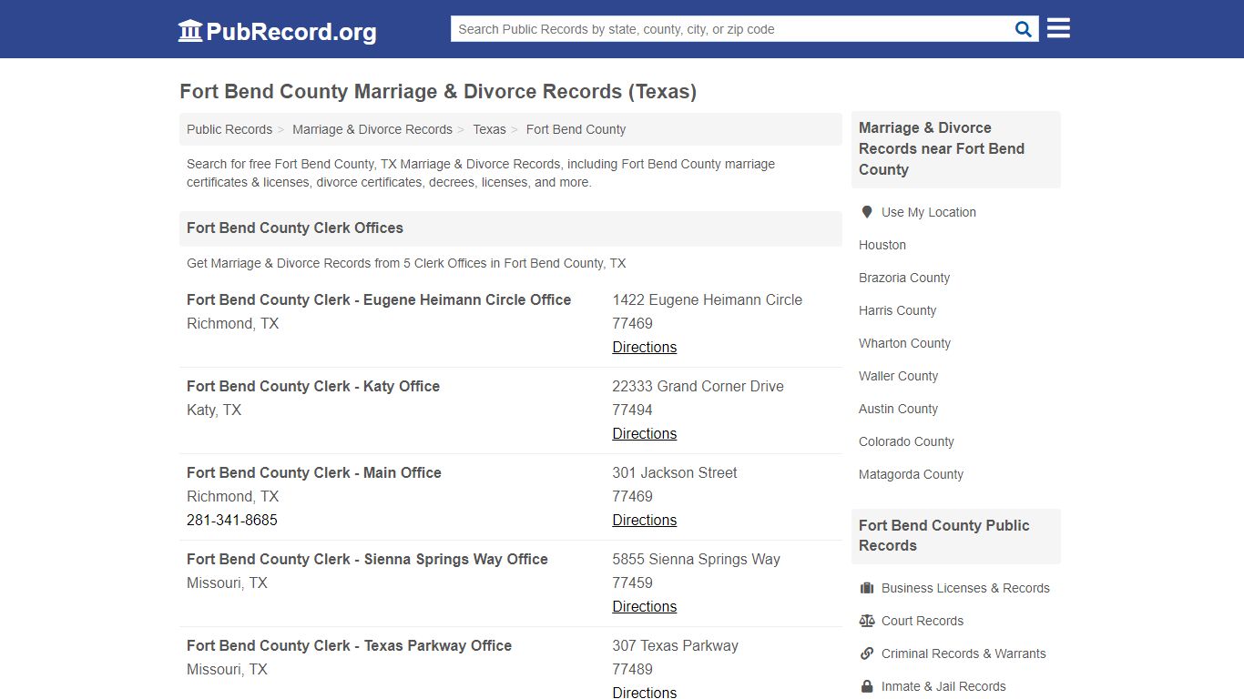 Fort Bend County Marriage & Divorce Records (Texas)
